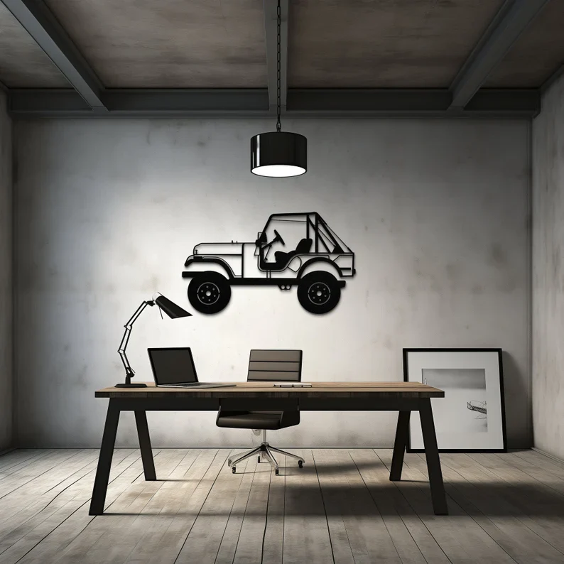 Retro Jeep Metal Wall Hanging for Home & Café Decor - Image 3