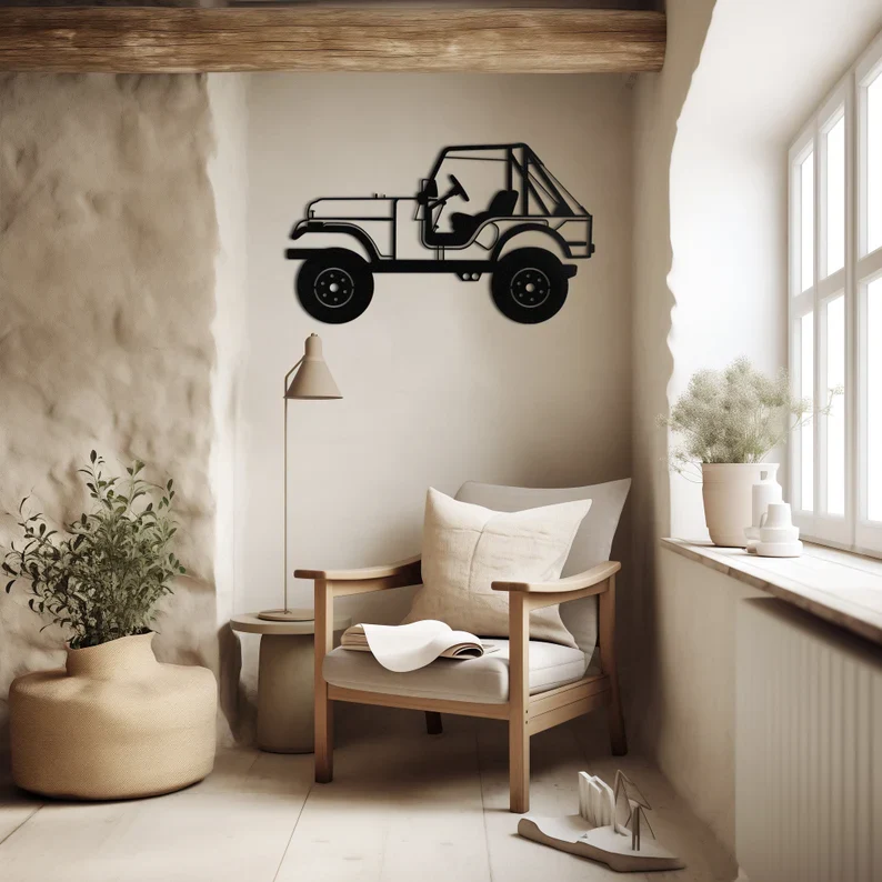 Retro Jeep Metal Wall Hanging for Home & Café Decor - Image 4