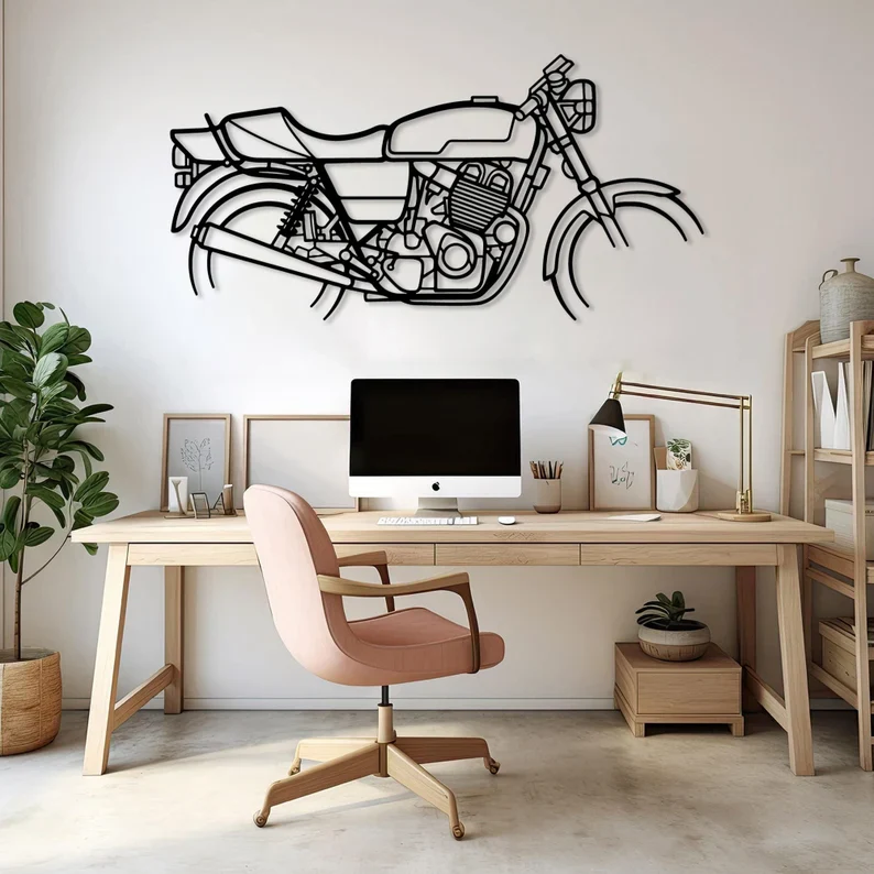 Retro Style Motorcycle Metal Wall Art for Interiors - Image 2