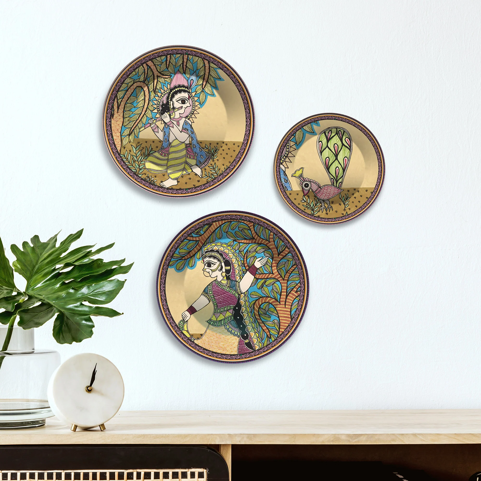 Rhythm of Roots Tribal Folk Art Premium Wall Plates Painting Set of 3 - Image 3