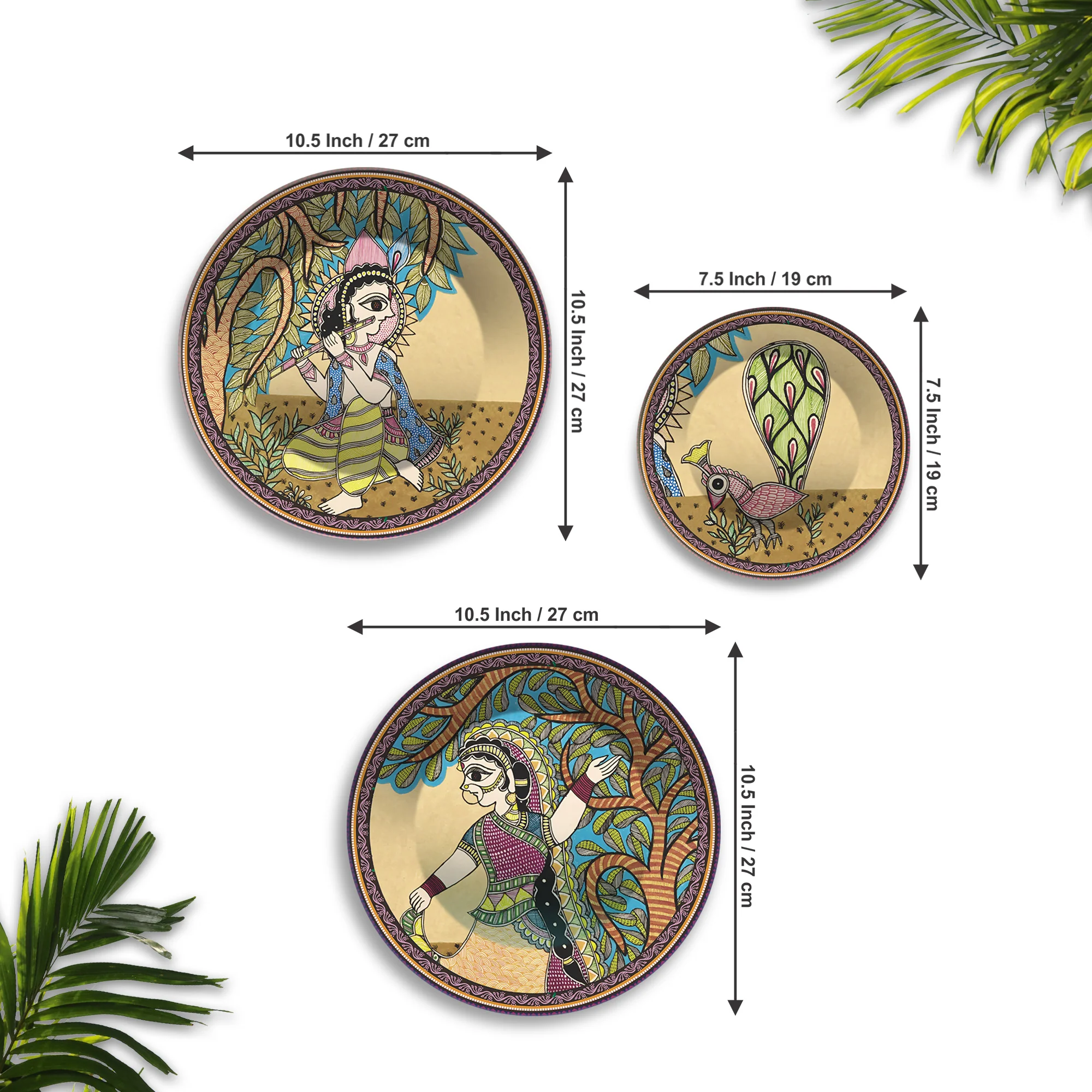 Rhythm of Roots Tribal Folk Art Premium Wall Plates Painting Set of 3 - Image 6