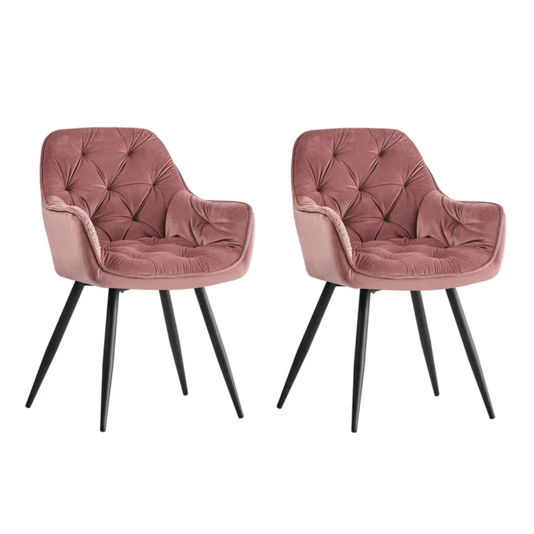 Rich Blush Pink Comfy Padded Tufted Premium Velvet Lounge Chair - Image 4