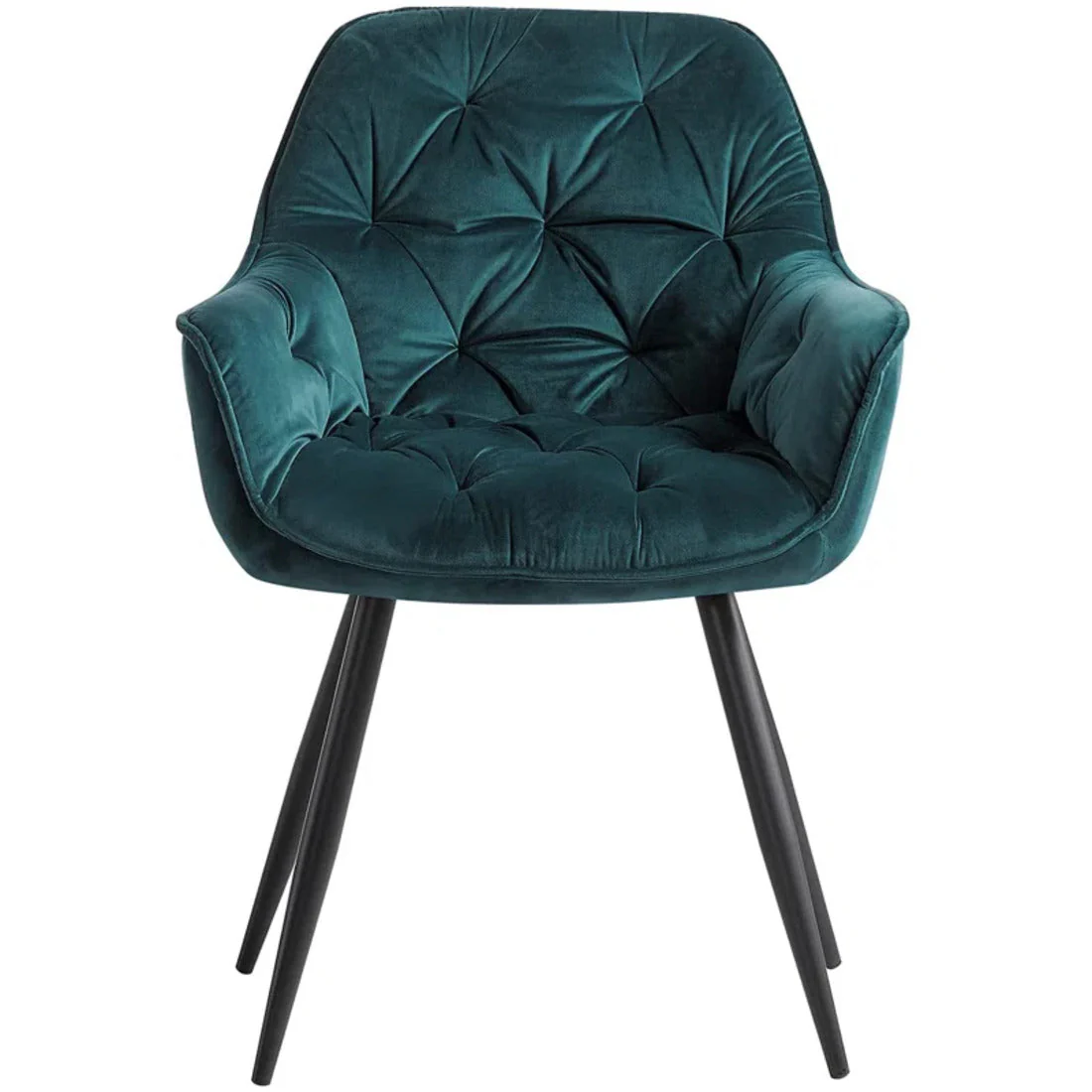 Rich Emerald Color Comfy Padded Tufted Velvet Accent Chair - Image 3