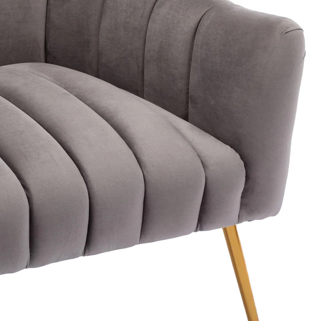 Rich Grey Tufted Velvet Sofa Lounge Chair - Image 5