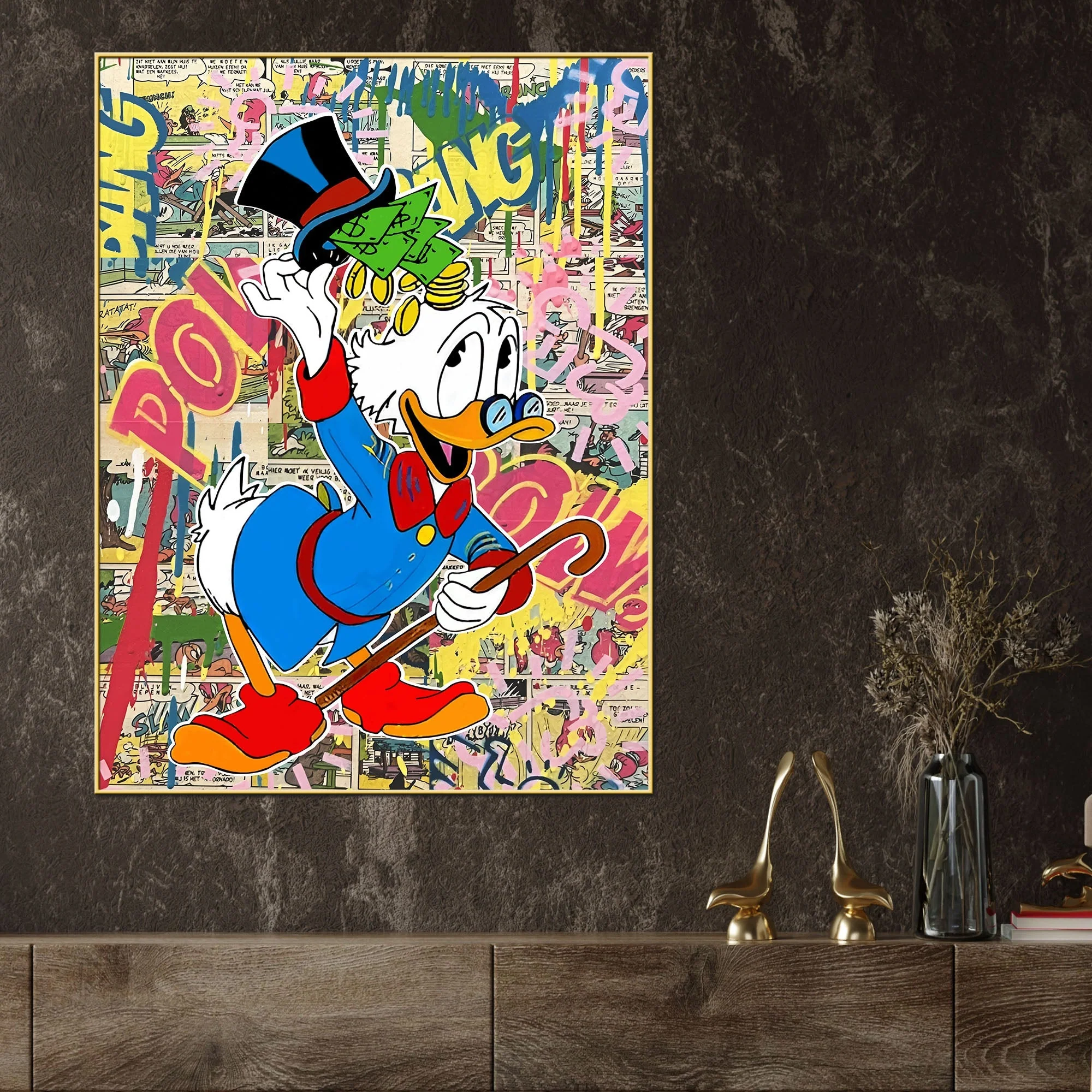 Richie Donald Duck Cotton Canvas Wall Painting - Image 2