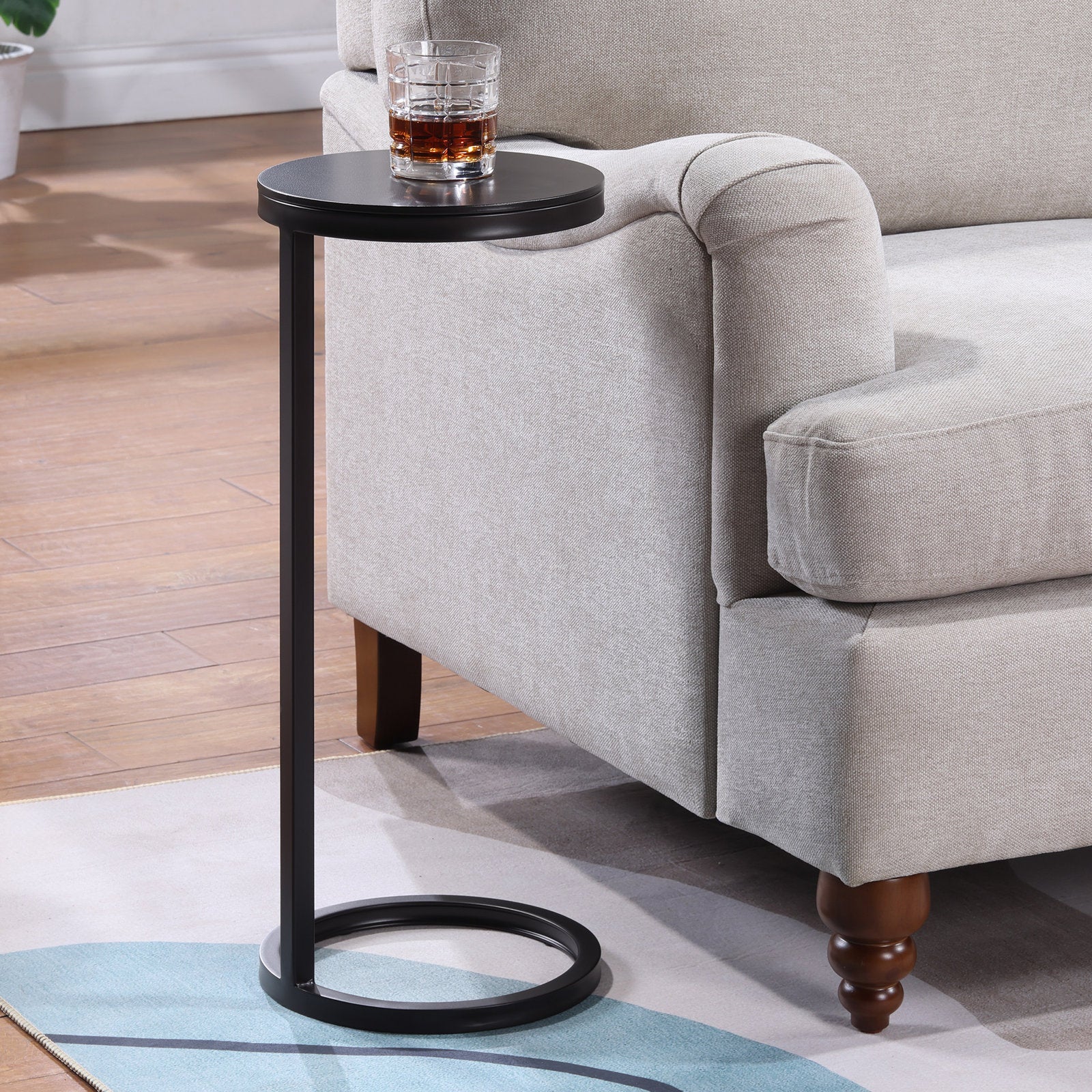 Ring Base Black Marble Designer Side Table - Image 2