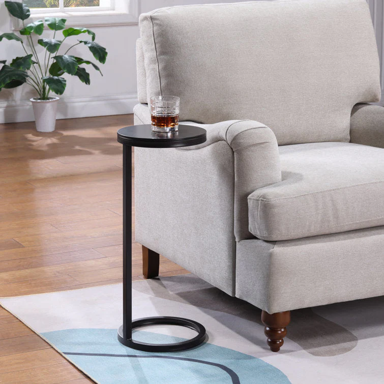 Ring Base Black Marble Designer Side Table - Image 3