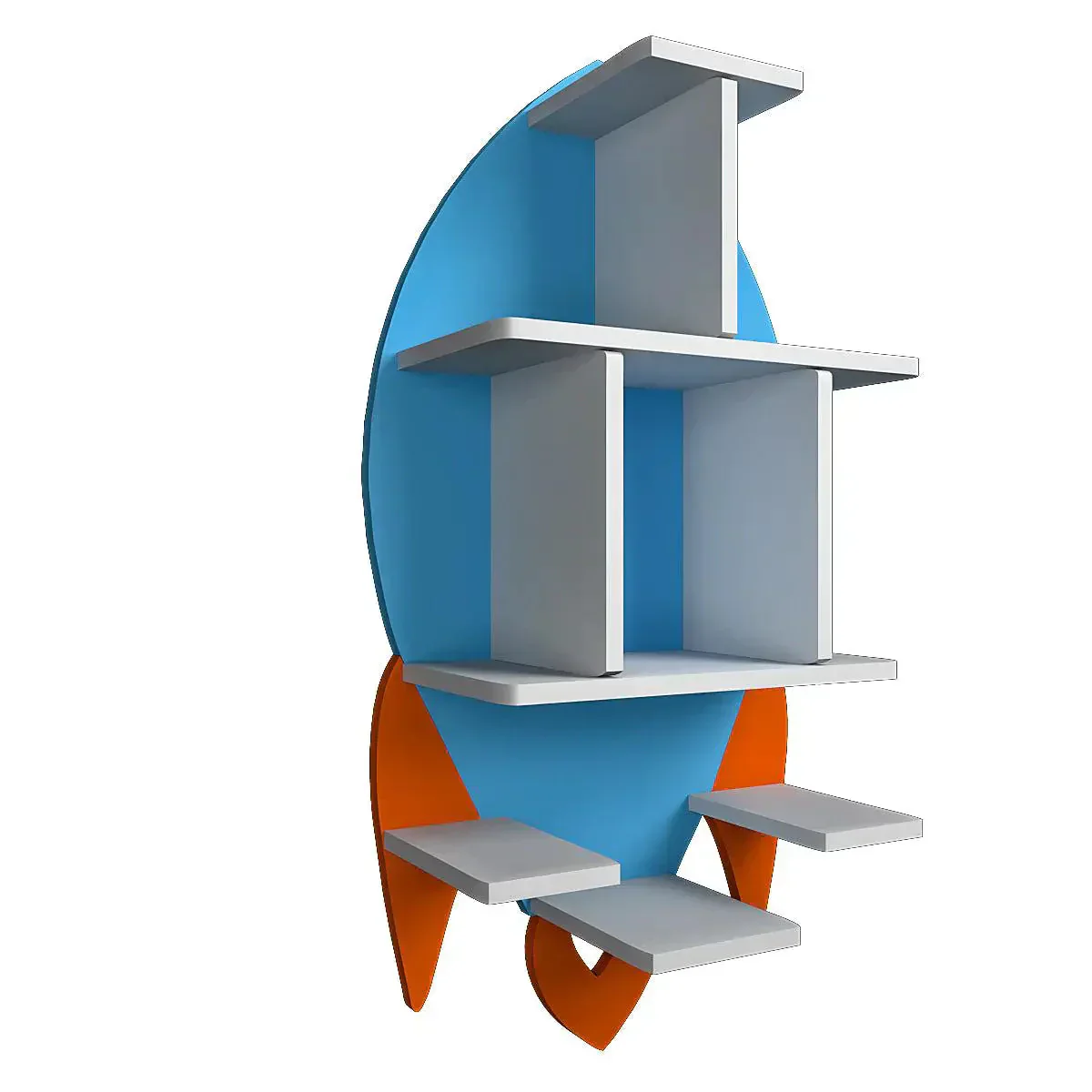Rocket Shape Wooden Wall Storage Shelf for Kids - Image 4