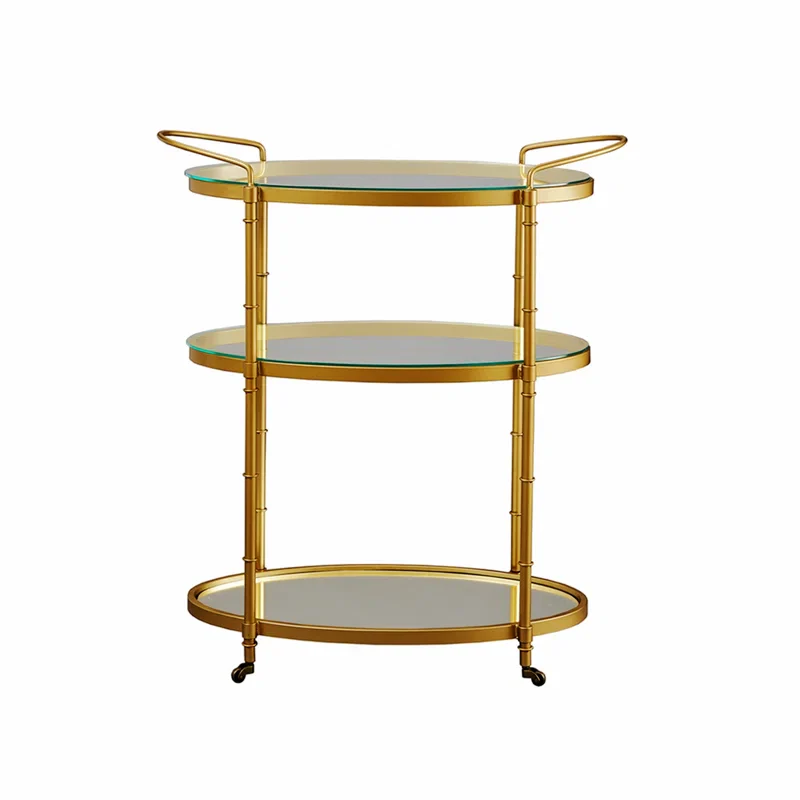 Rolling Bar Trolley with Bamboo-Style Frame Finish - Image 2