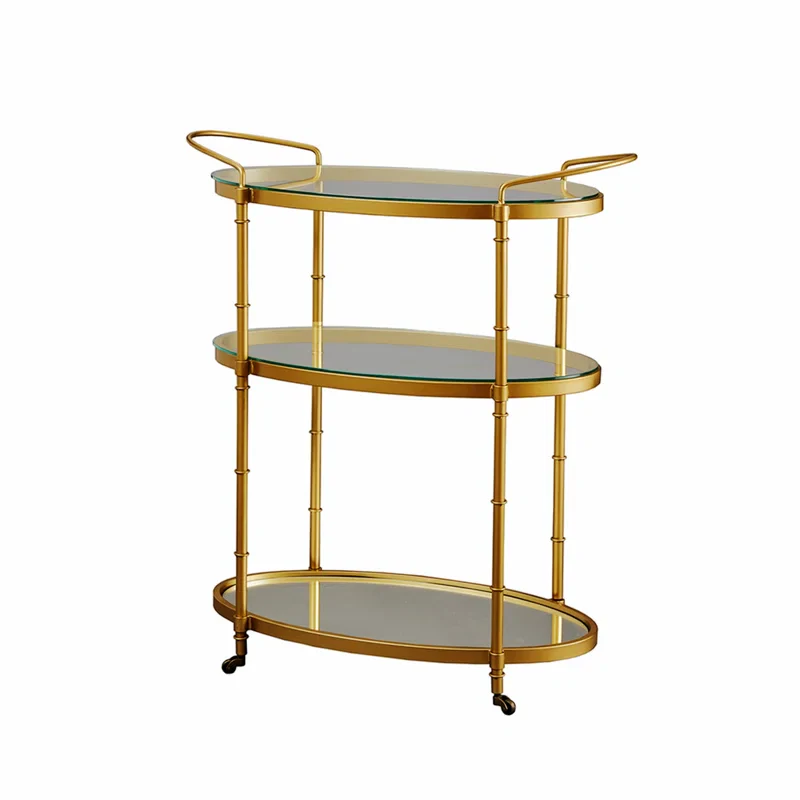 Rolling Bar Trolley with Bamboo-Style Frame Finish - Image 3