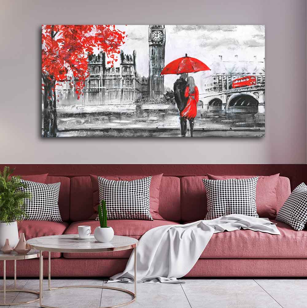 Beautiful Scenery of Couple Dating Canvas Wall Painting - Image 3
