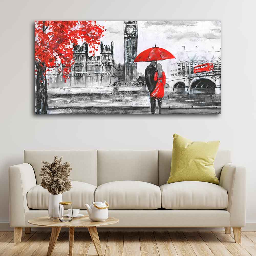 Beautiful Scenery of Couple Dating Canvas Wall Painting - Image 4