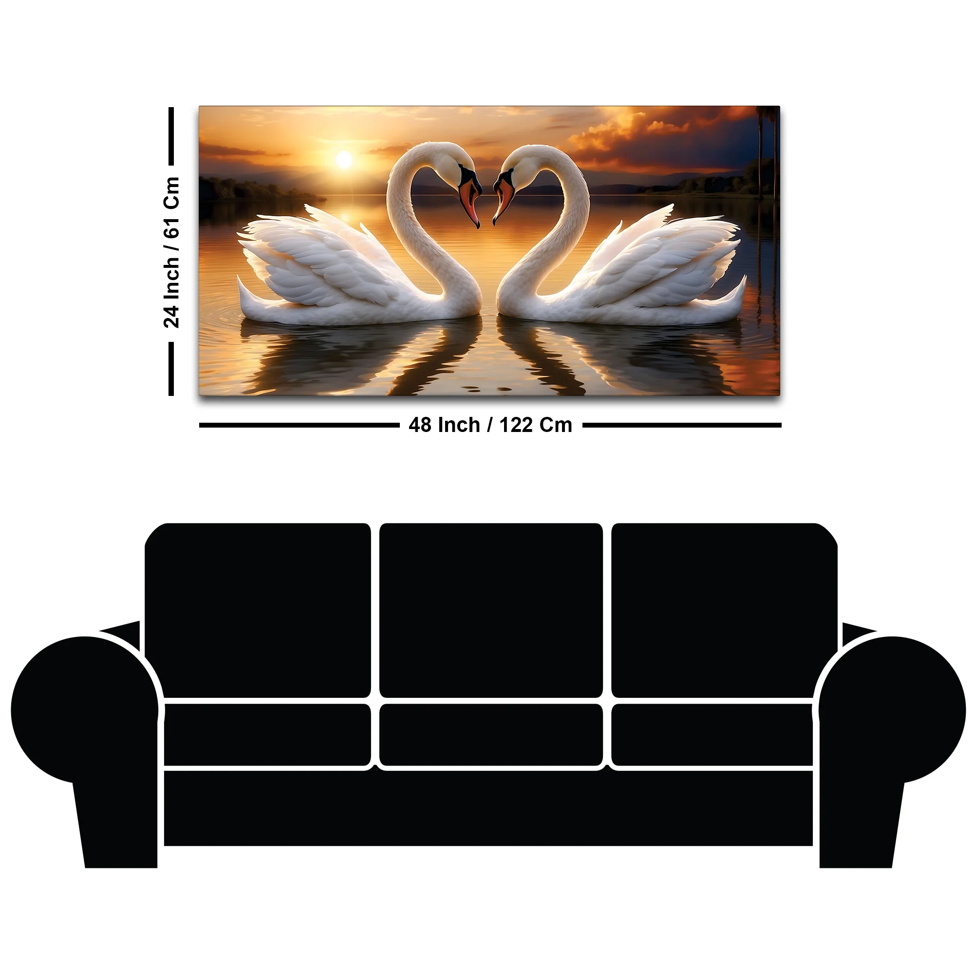 Romantic Swan Couple Wall Painting for Living Room Décor - Image 8