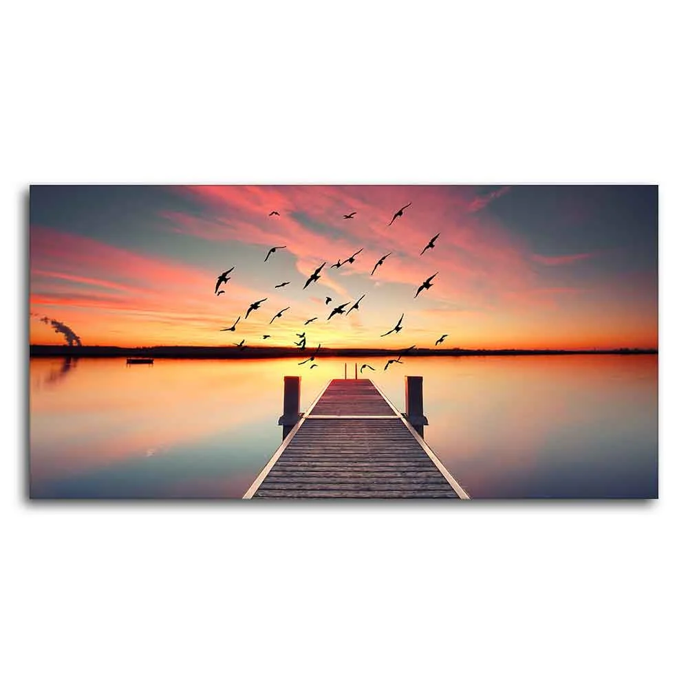 Romantic Wooden Jetty in Sunset Canvas wall Painting - Image 5