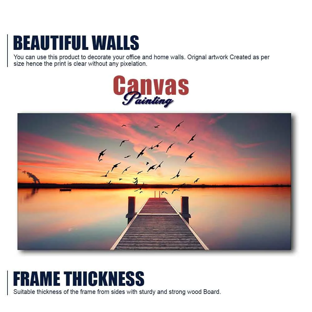 Romantic Wooden Jetty in Sunset Canvas wall Painting - Image 6