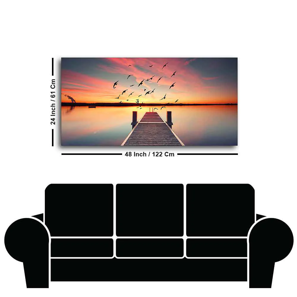 Romantic Wooden Jetty in Sunset Canvas wall Painting - Image 7