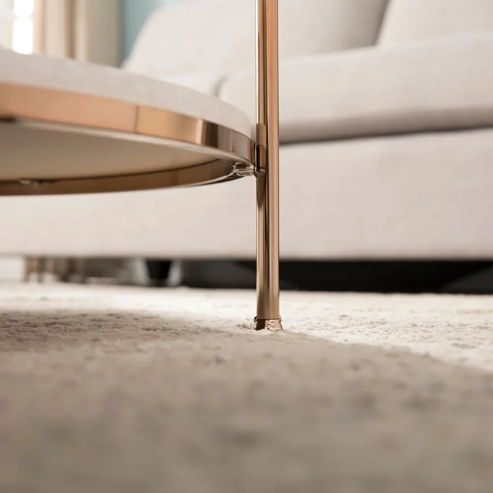 Round Metal Copper Round Coffee Table In Shiny Golden Edge - Image 3