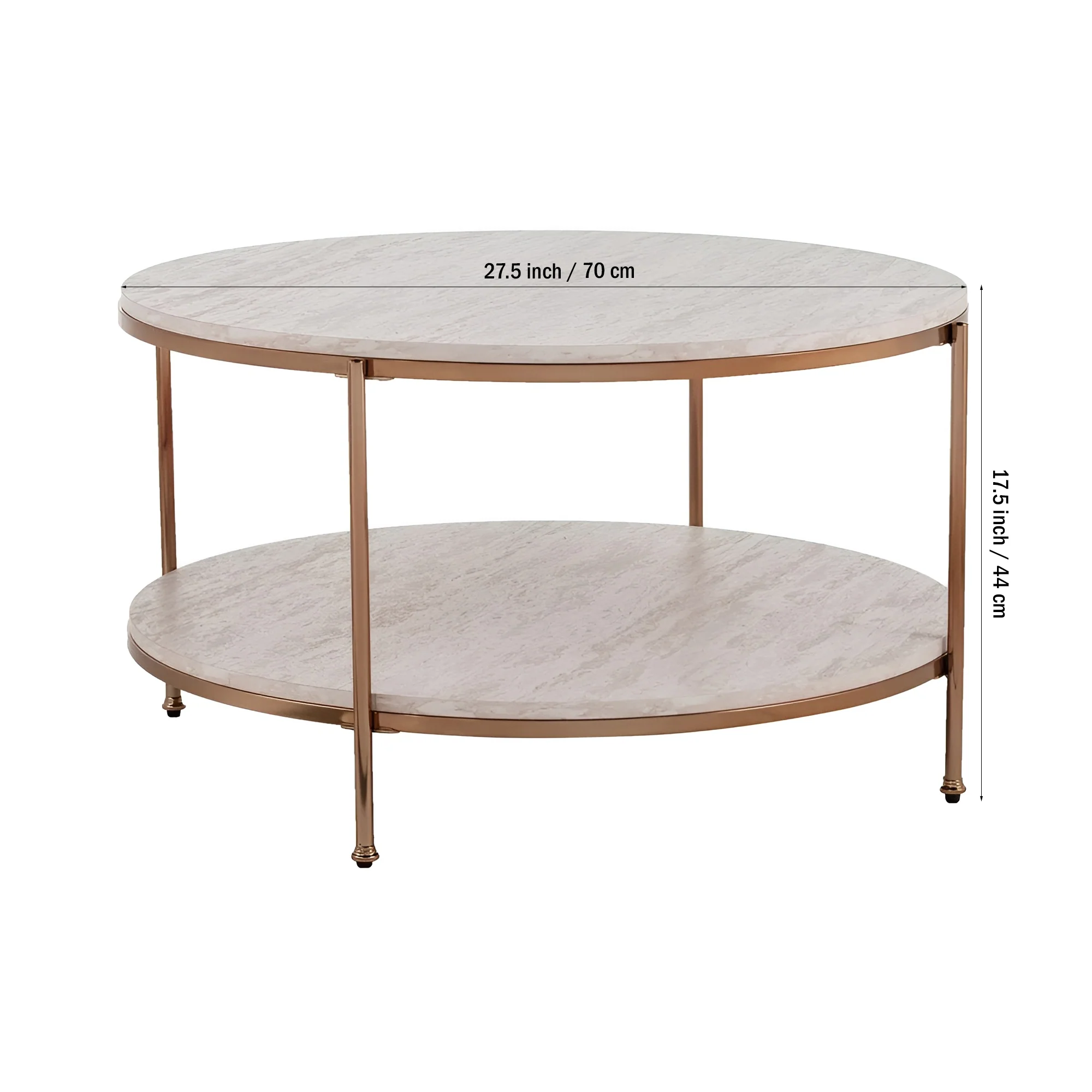 Round Metal Copper Round Coffee Table In Shiny Golden Edge - Image 6