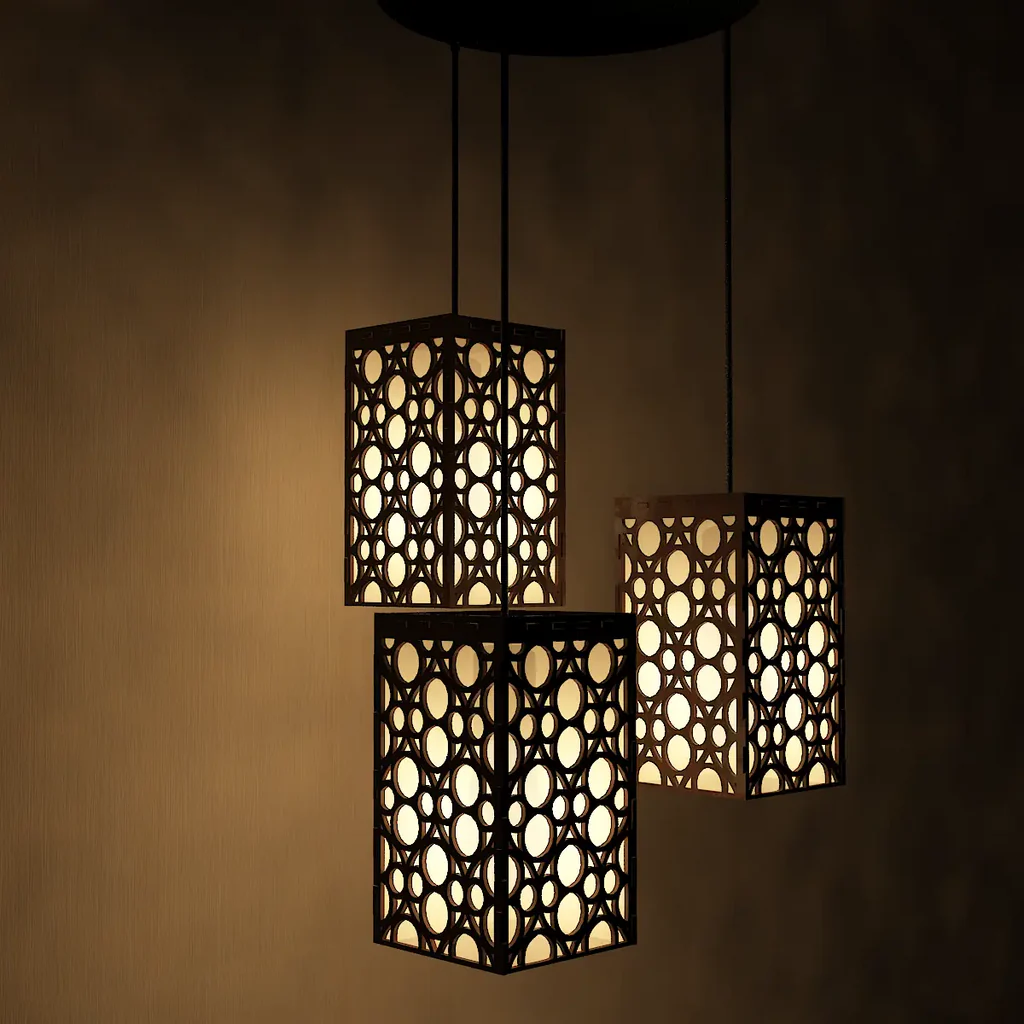 Round Pattern Wooden Modern Lamp Hanging Ceiling Light For Home Decoration, Living Room - Image 2