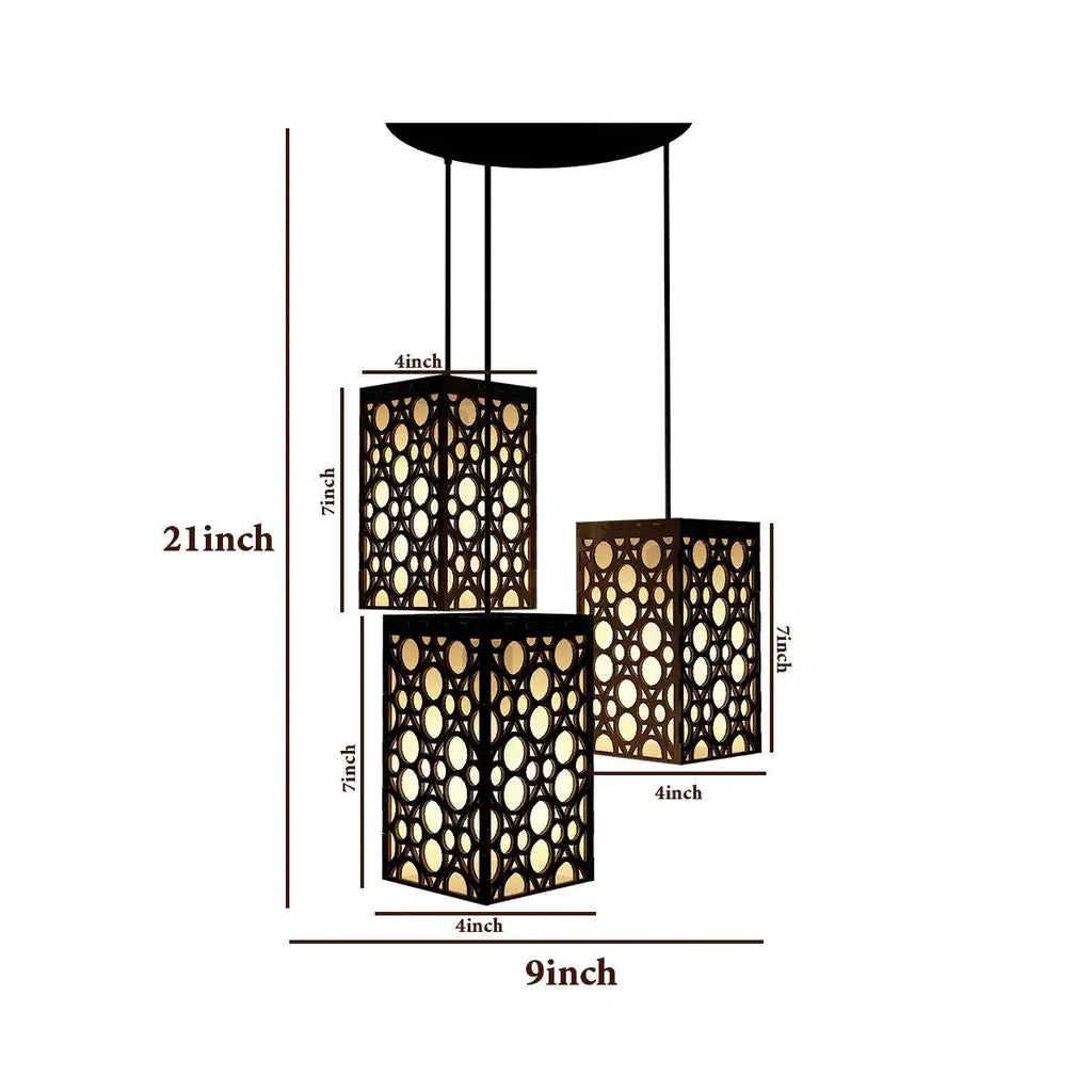 Round Pattern Wooden Modern Lamp Hanging Ceiling Light For Home Decoration, Living Room - Image 4
