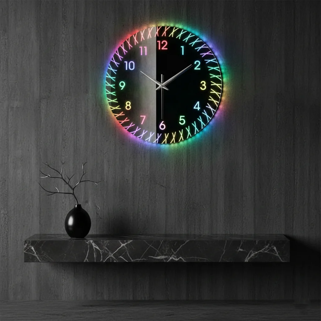 Round RGB LED Wall Clock | Colorful Modern Decorative Wall Clock - Image 4