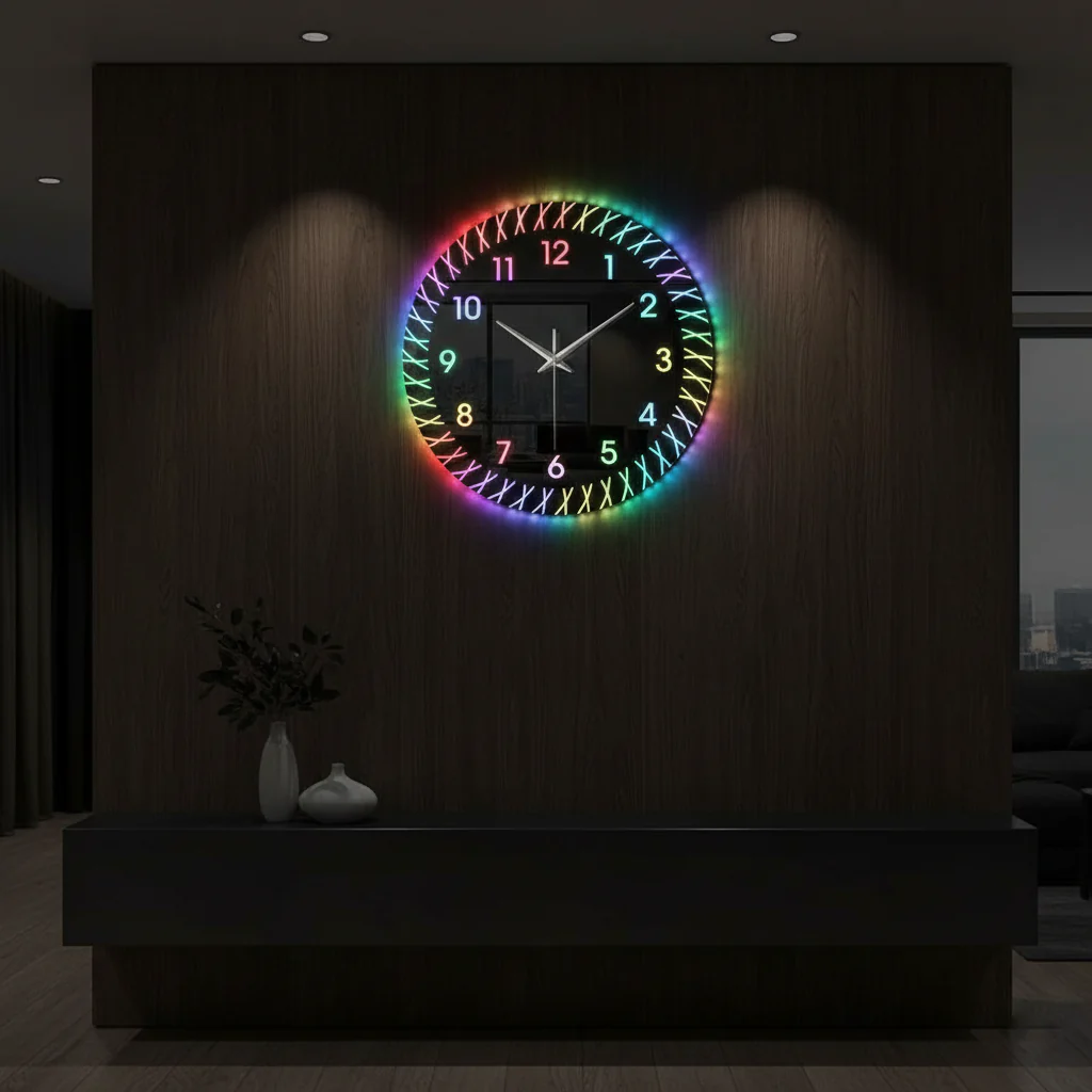Round RGB LED Wall Clock | Colorful Modern Decorative Wall Clock - Image 5