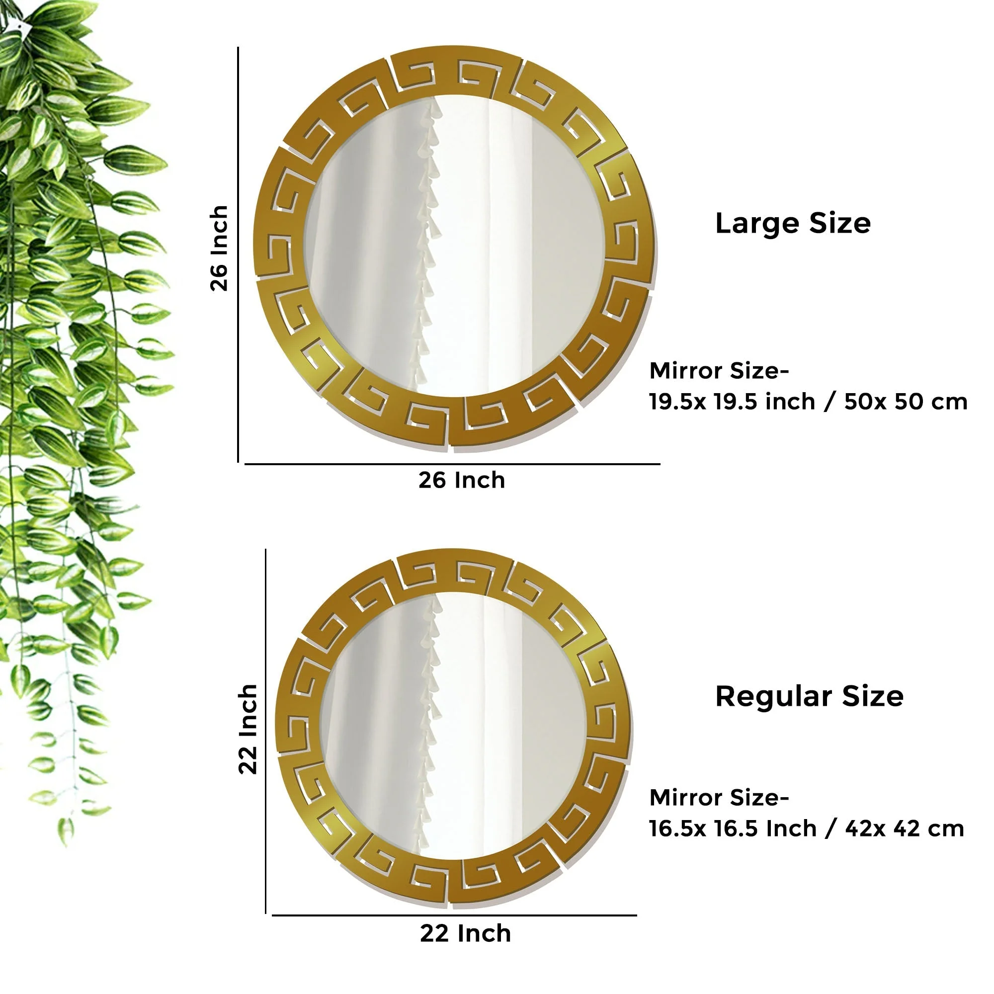 Round Shape Unique Design Wooden Wall Mirror With Gold Texture - Image 3