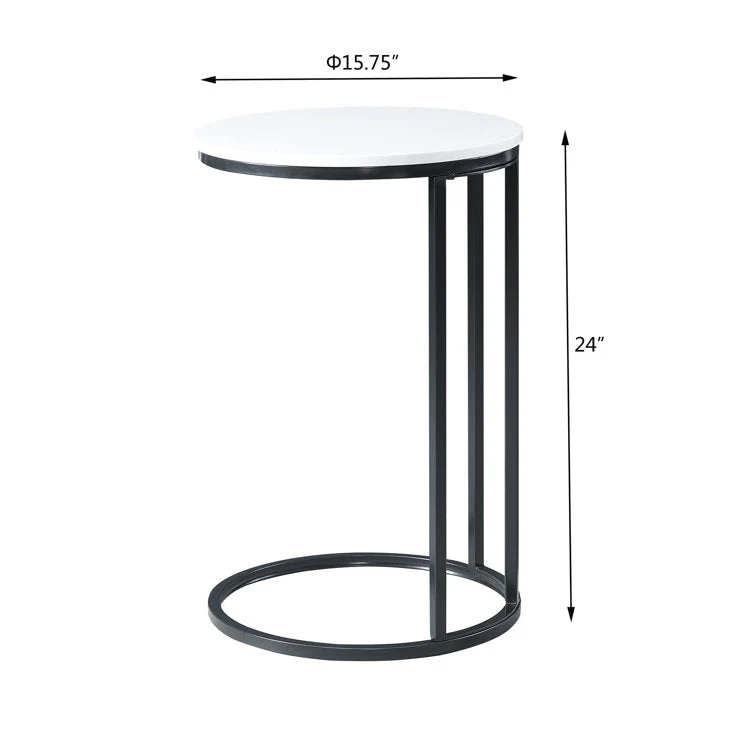 Round White Marble Designer Side Table - Image 8