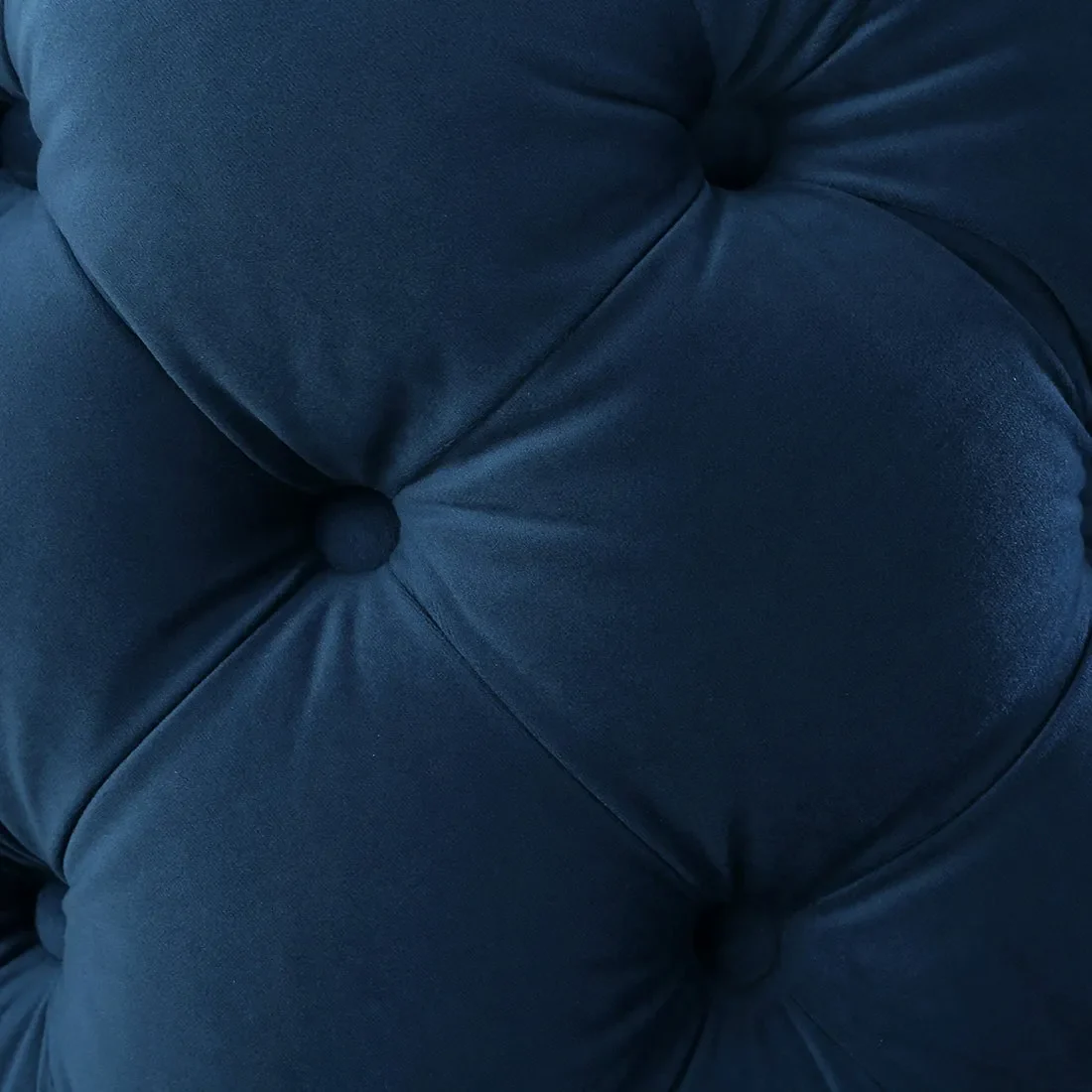 Rounded Shape Dark Blue Color Velvet Tufted Solid Puffy Ottoman - Image 4