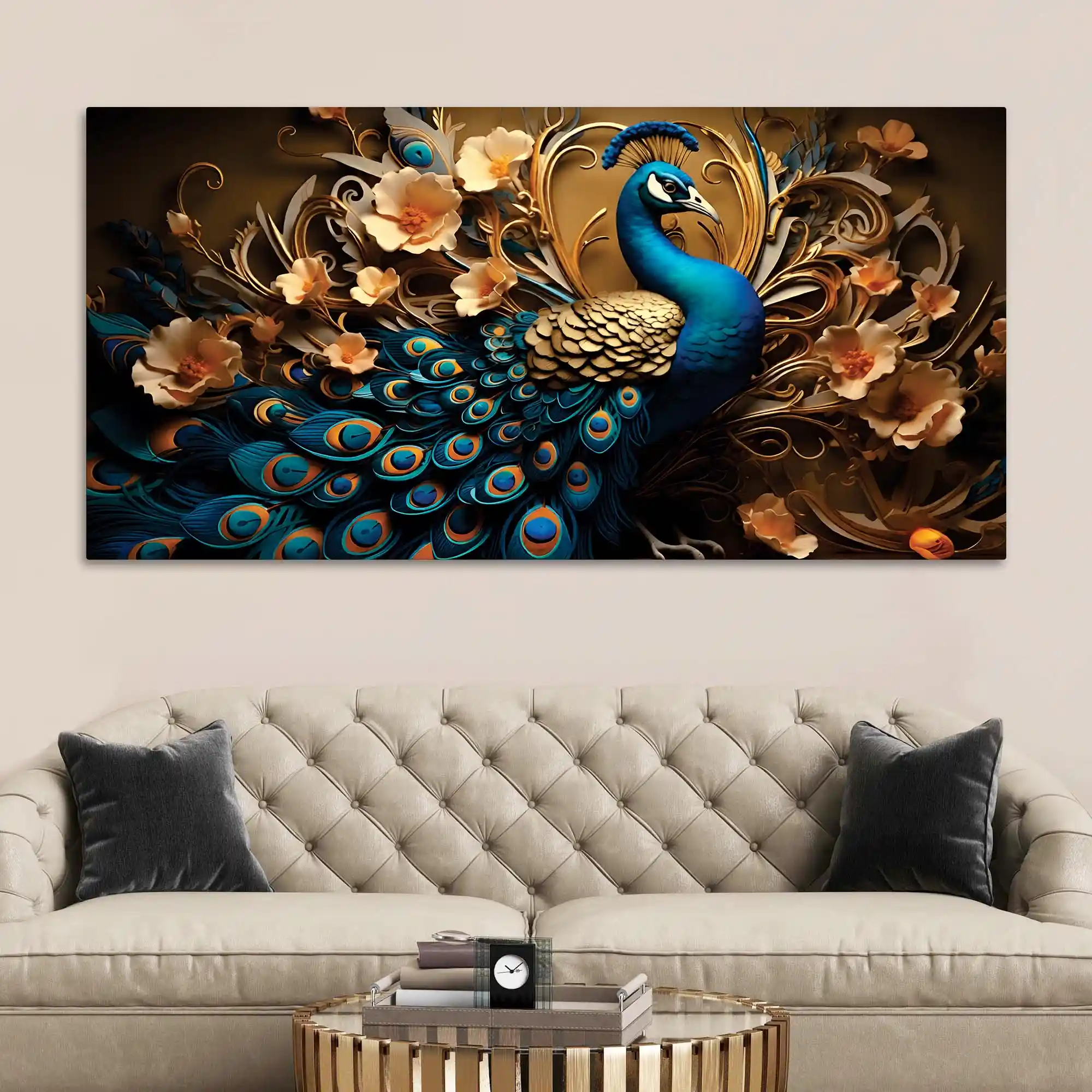 Royal Bird Peacock Premium Canvas Wall Painting for Home & Office Spaces - Image 3