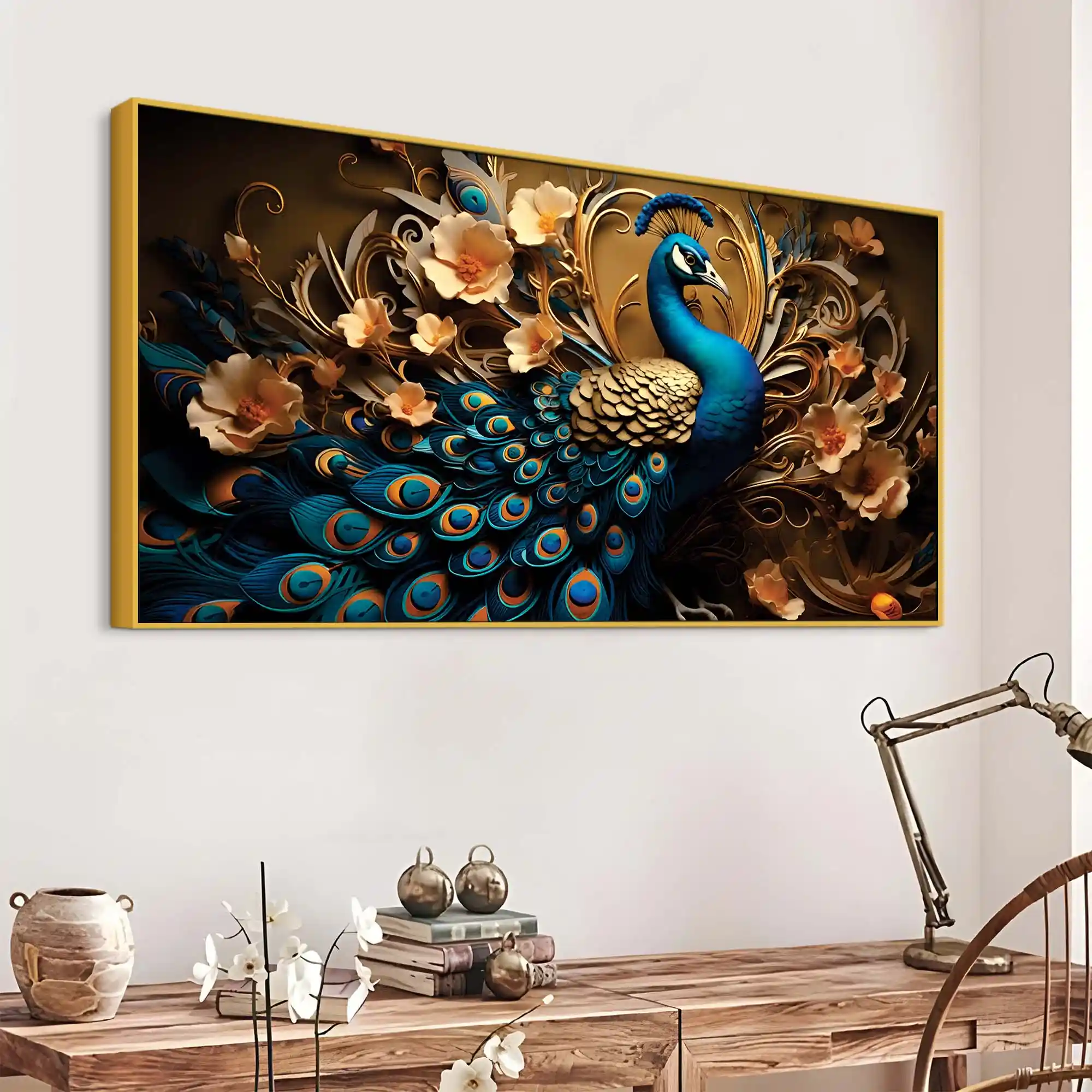 Royal Bird Peacock Premium Canvas Wall Painting for Home & Office Spaces - Image 5