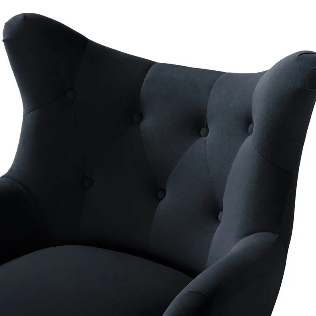 Royal Black Comfortable Tufted Velvet Sofa Lounge Chair - Image 3