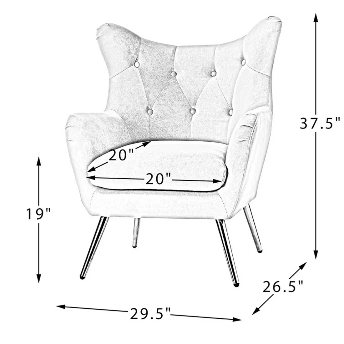 Royal Black Comfortable Tufted Velvet Sofa Lounge Chair - Image 9