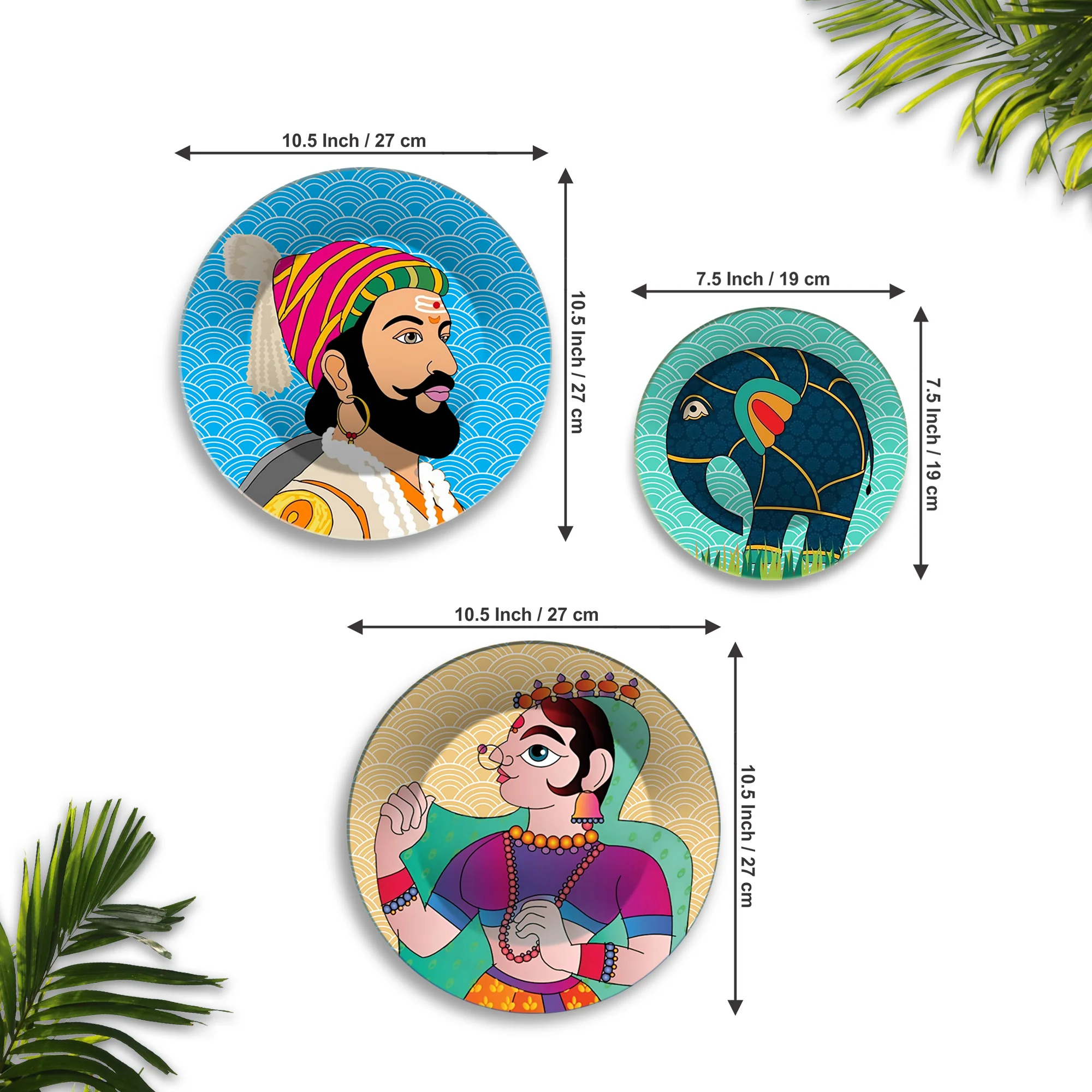 Royal & Cultural Regal Spirit Premium Wall Plates Painting Set of 3 - Image 6