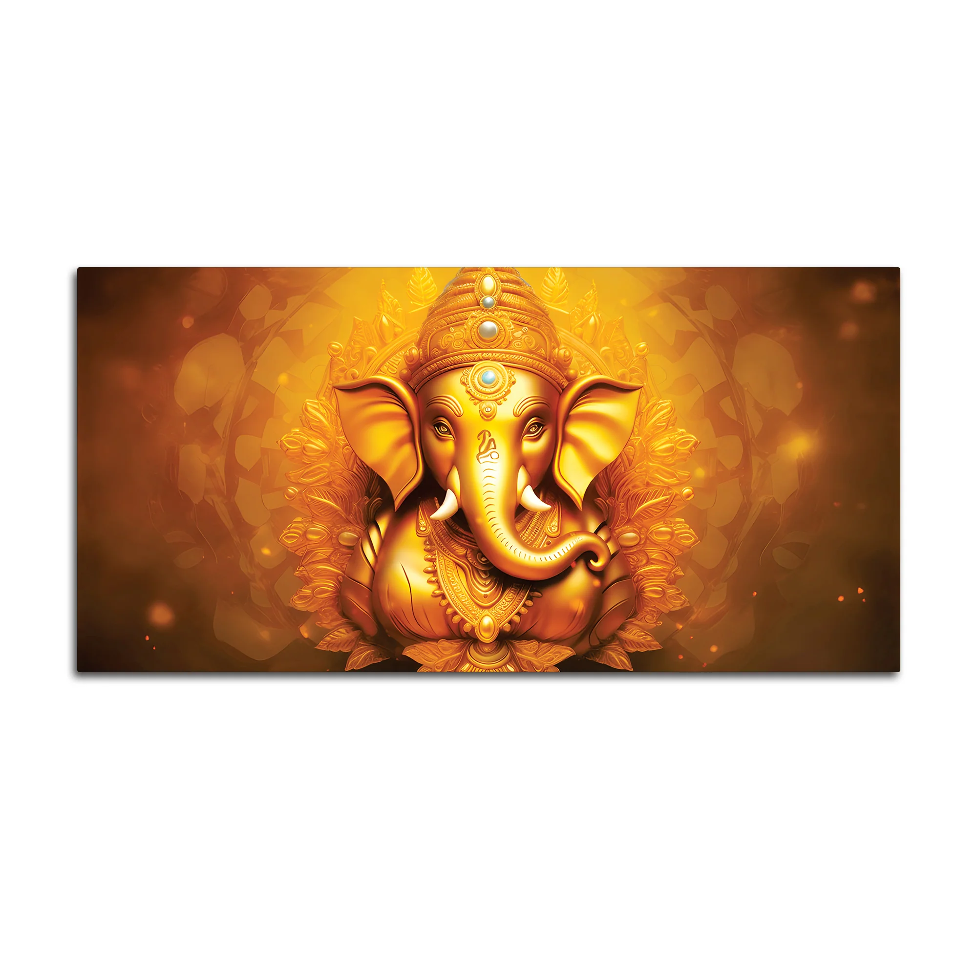 Royal Divine Golden Lord Ganesha Elegant Canvas Wall Painting for Home & Office Decor – Modern Devotional Wall Art - Image 4