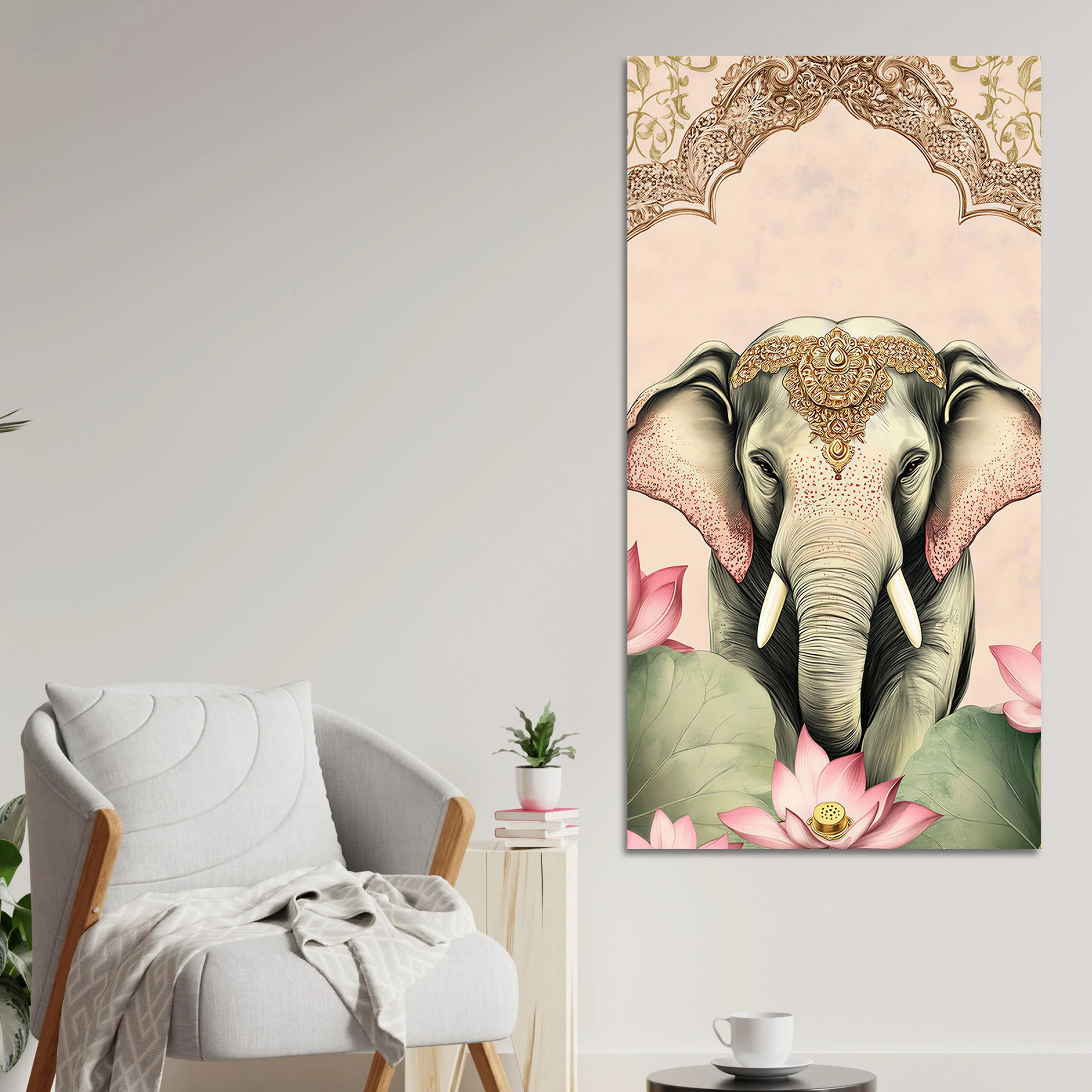Royal Elephant Canvas Painting | Elegant Indian Wall Art for Living Room Decor - Image 3