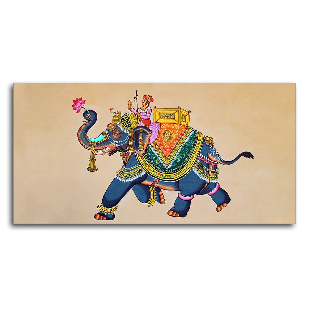 Madhubani Art Elephant Premium Canvas Wall Painting - Image 5