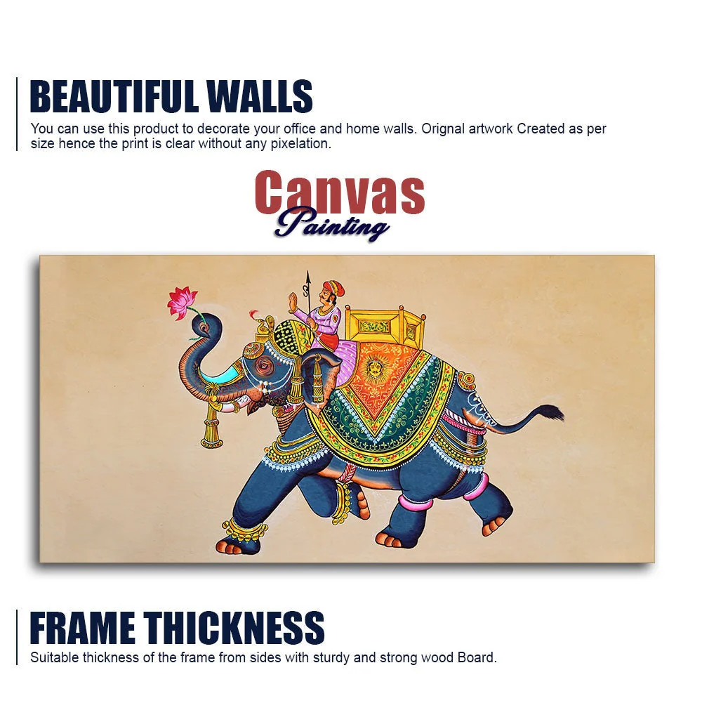 Madhubani Art Elephant Premium Canvas Wall Painting - Image 6