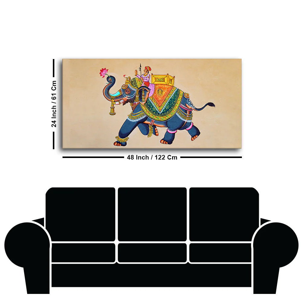 Madhubani Art Elephant Premium Canvas Wall Painting - Image 7
