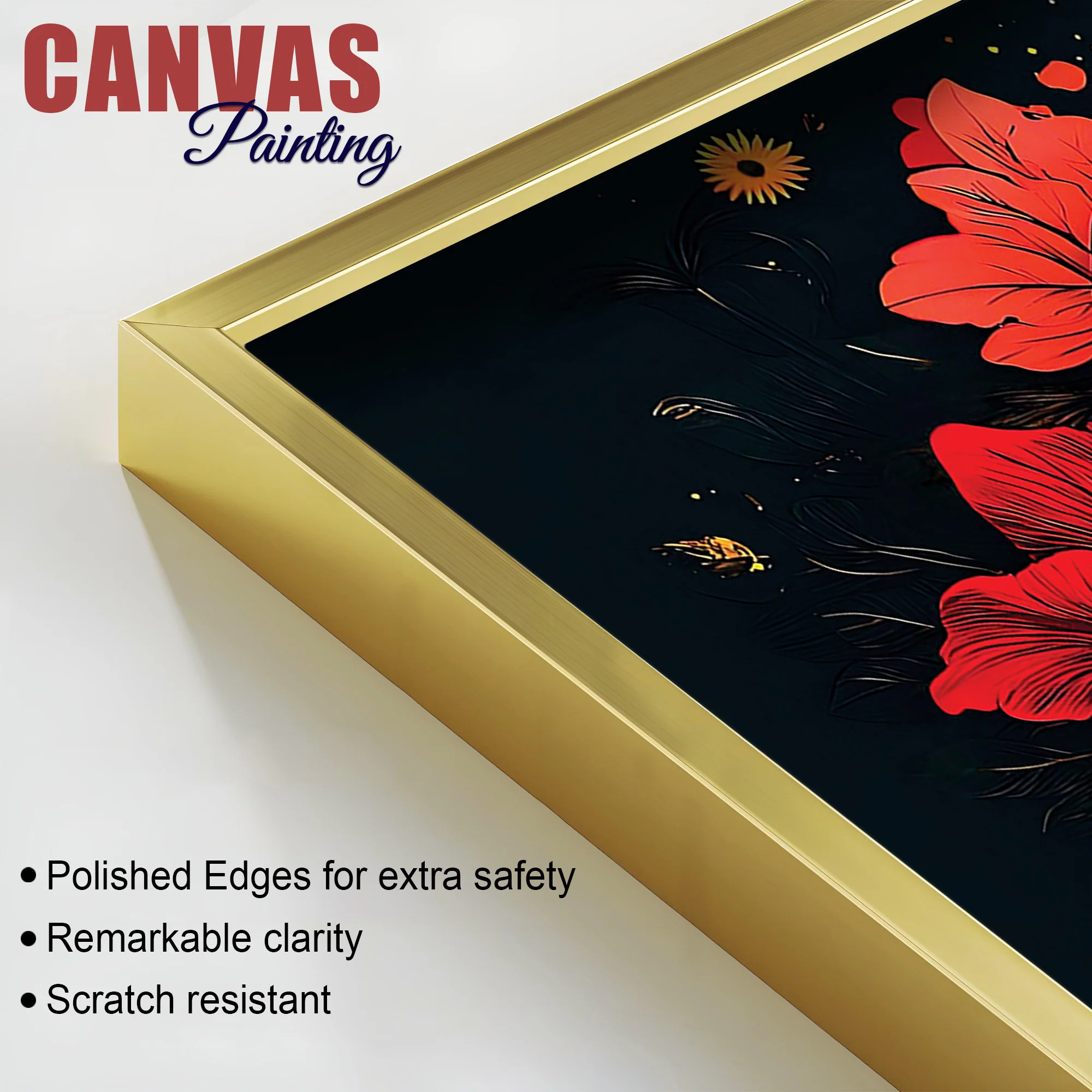 Royal Elephant with Hibiscus flowers Artistic Canvas Wall Painting for Home & Office – Premium Wall Décor - Image 6