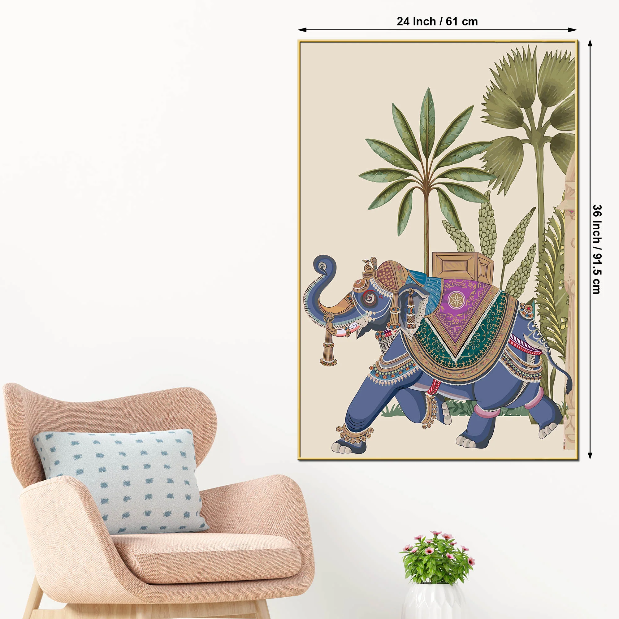 Royal Indian Elephant Canvas Painting | Traditional Wall Decor - Image 5