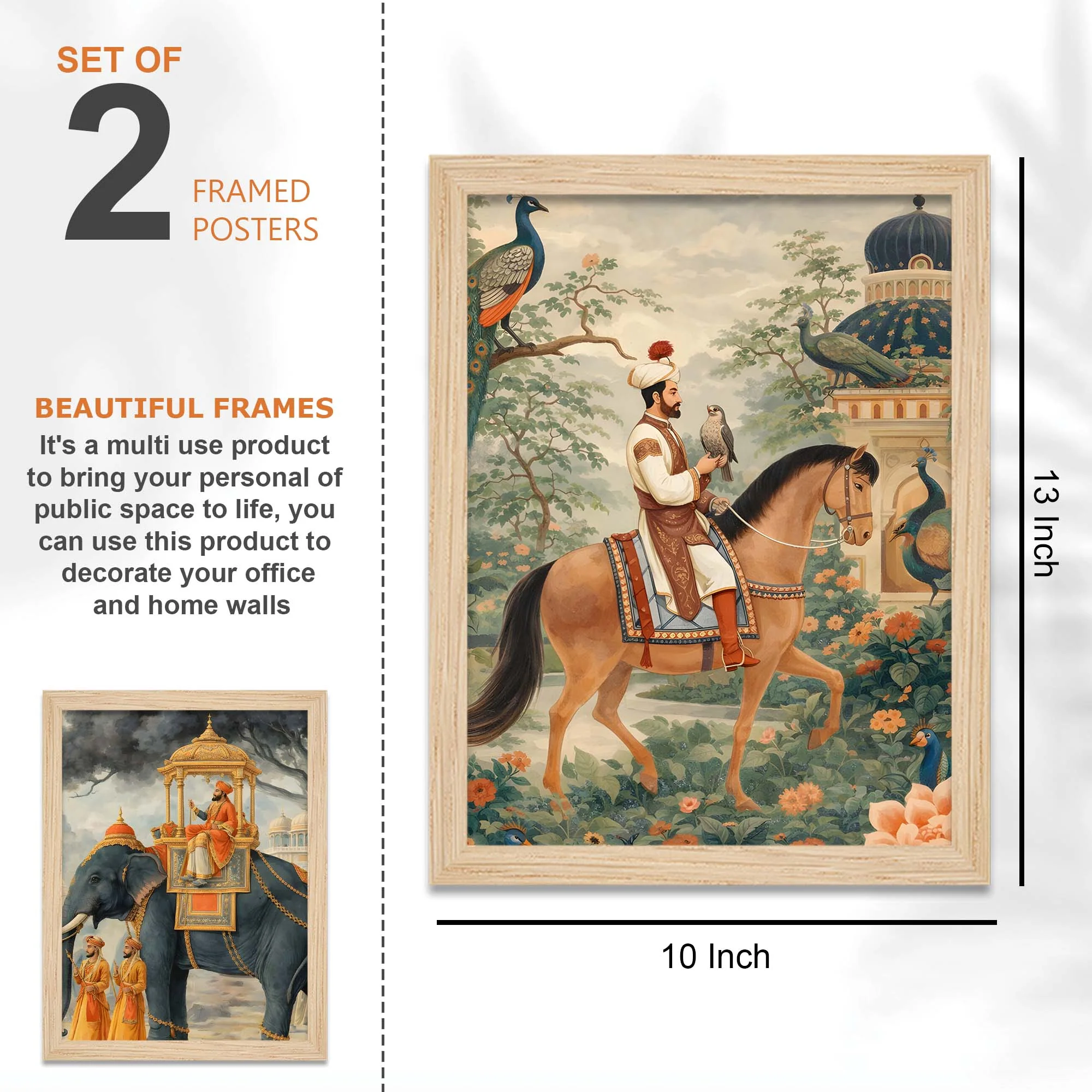 Royal Indian Maharaja Wall Frame Set of Four - Image 3
