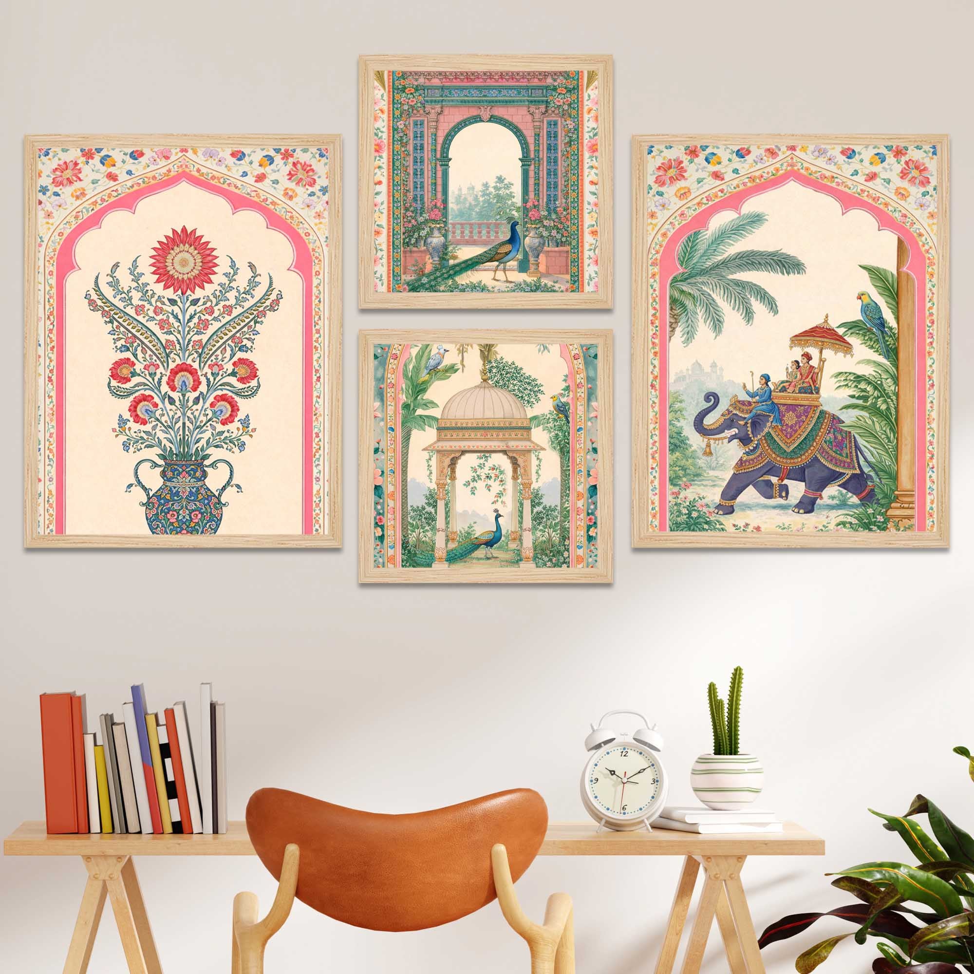 Royal Indian Miniature Art Wall Frame Set of Four - Image 2
