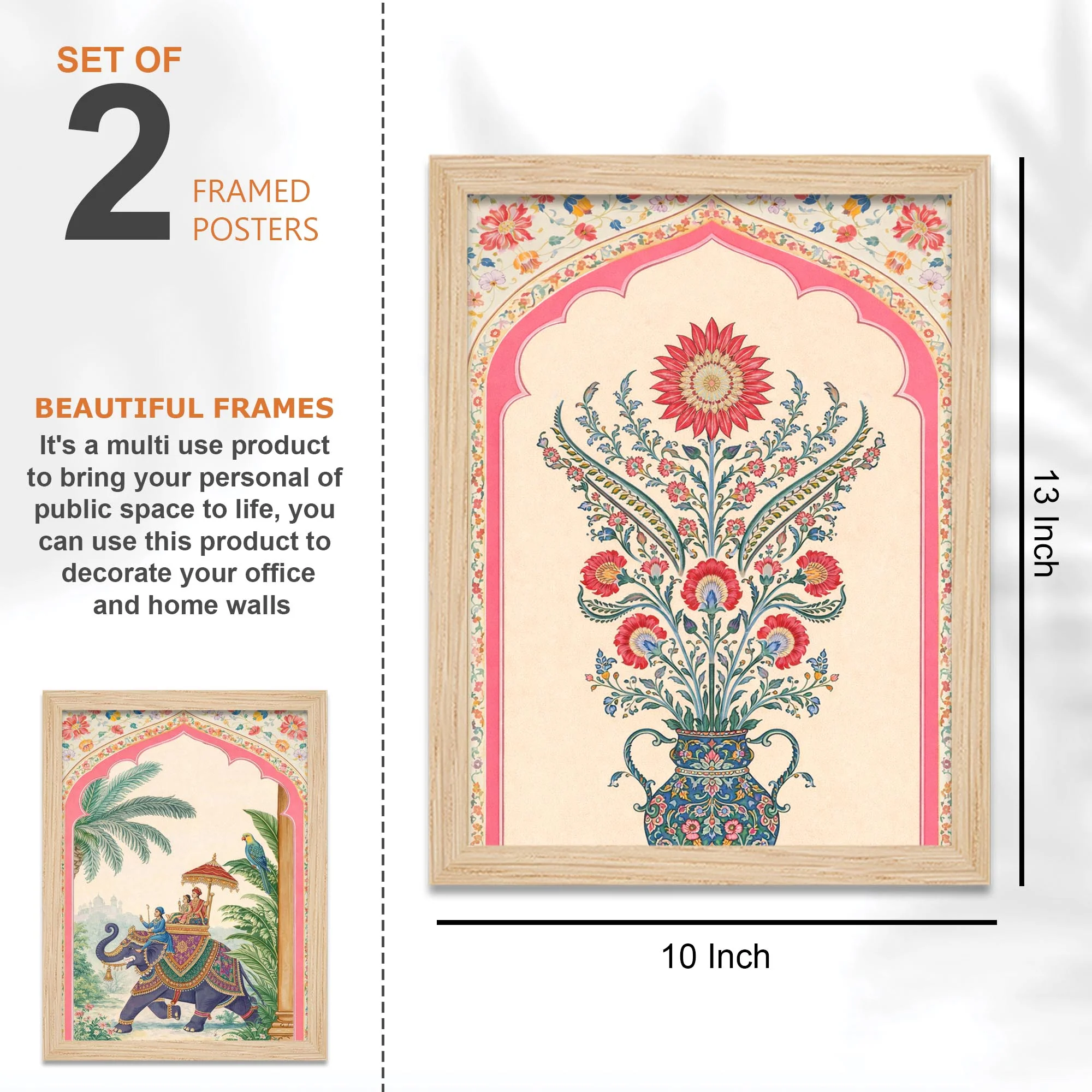 Royal Indian Miniature Art Wall Frame Set of Four - Image 3