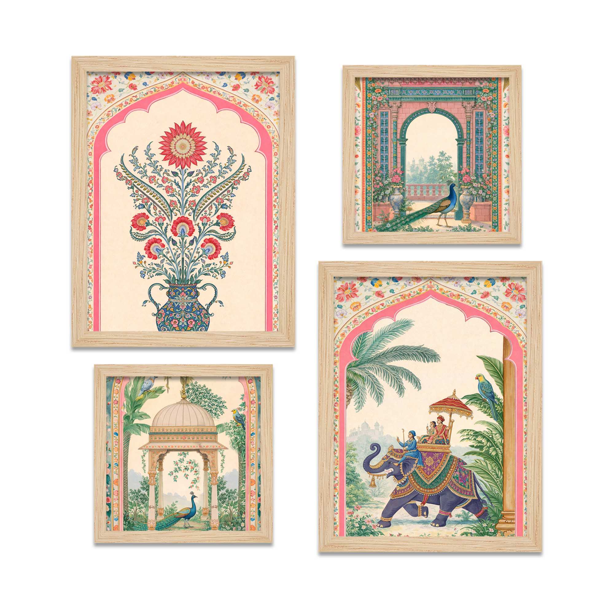 Royal Indian Miniature Art Wall Frame Set of Four - Image 5