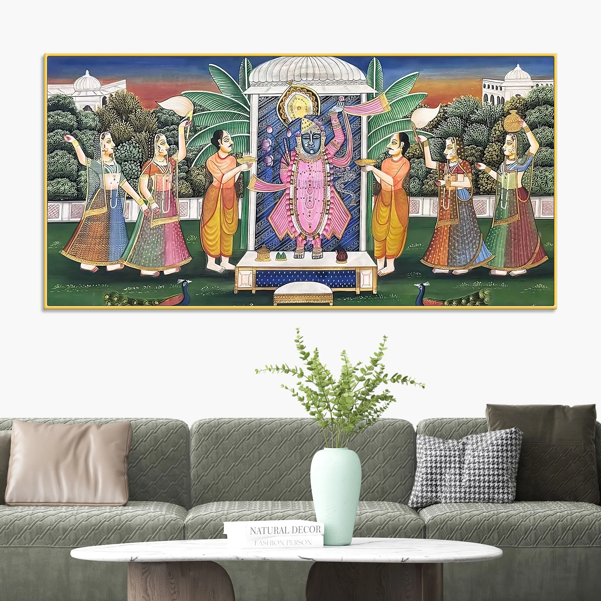 Royal Indian Pichwai Shreenathji Canvas Wall Painting - Image 2