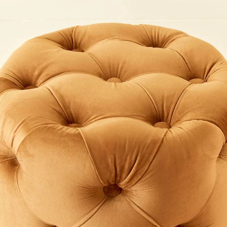 Royal Look Ottoman in Soft Velvet and Gold Trim - Image 3