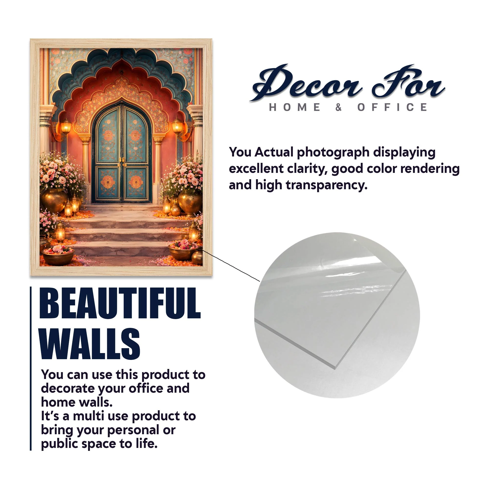 Royal Mughal Doorway & Peacock Art Wall Frame Set of Four - Image 6