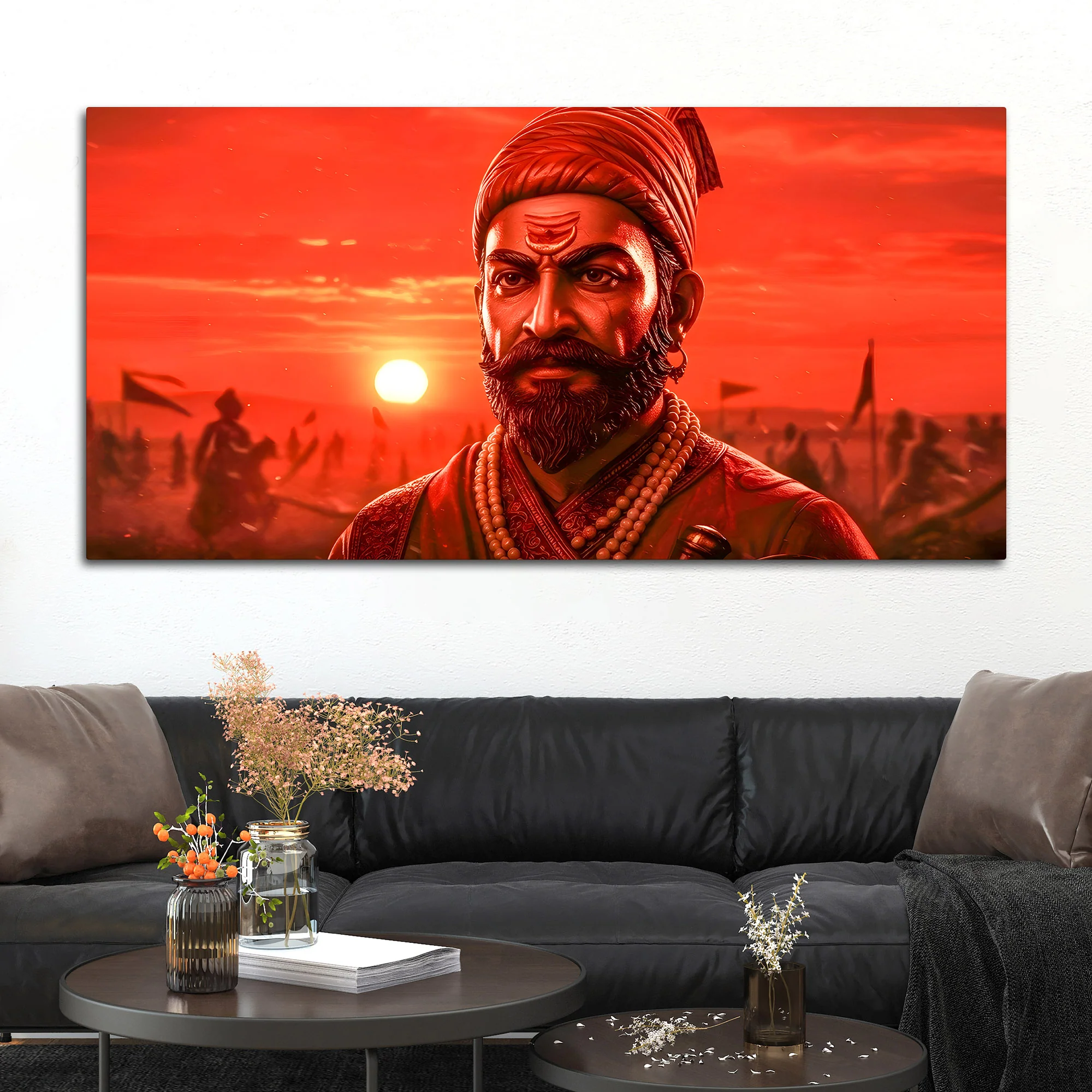 Royal Shivaji Maharaj Indian Wall Art Painting - Image 3