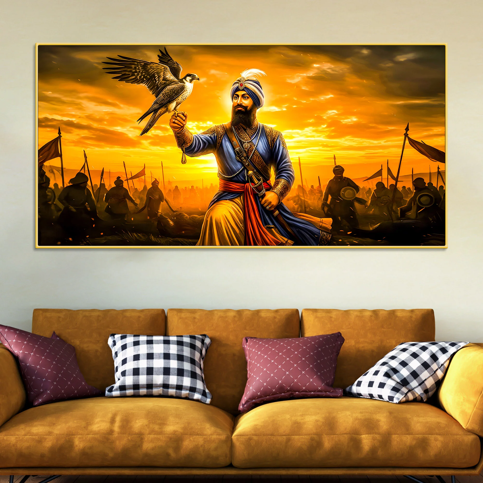 Royal Sikh Guru Warrior Canvas Painting for Living Room - Image 2